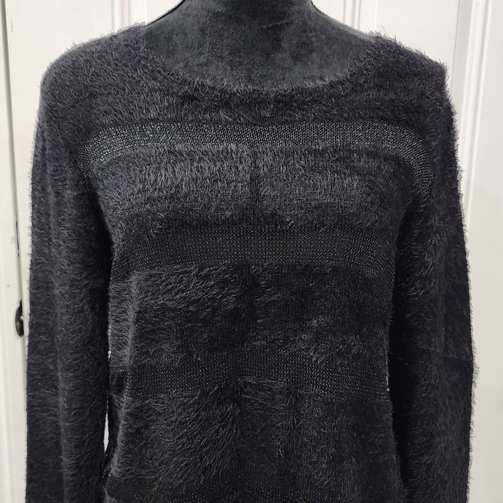 Cato Women's Black Fuzzy Sweater